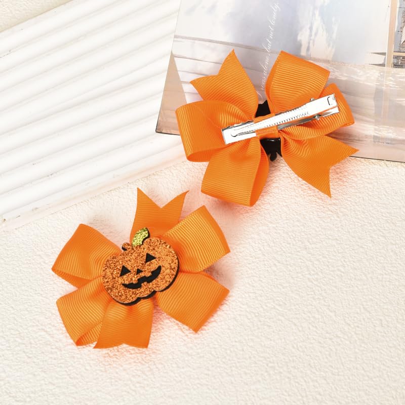 Lazos para el pelo de Halloween, pinzas para el pelo de calabaza para niñas, lindos pasadores de Halloween para niñas pequeñas, clip de pelo con