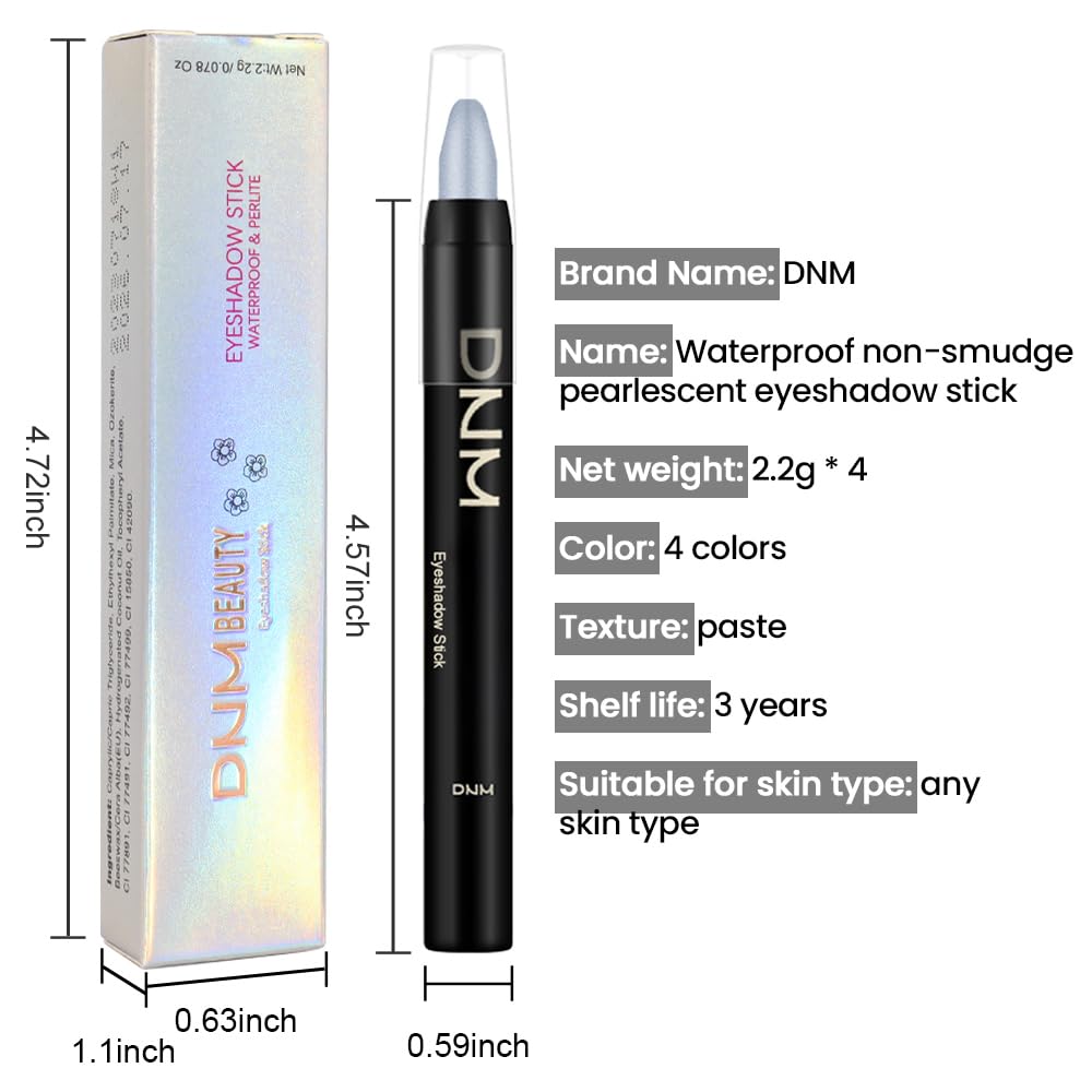 AMY’S DIARY Sombra de ojos, lápiz crema en barra 4 piezas, sombra de ojos impermeable, verde claro, azul oscuro, brillante, metálico, sombra de ojos