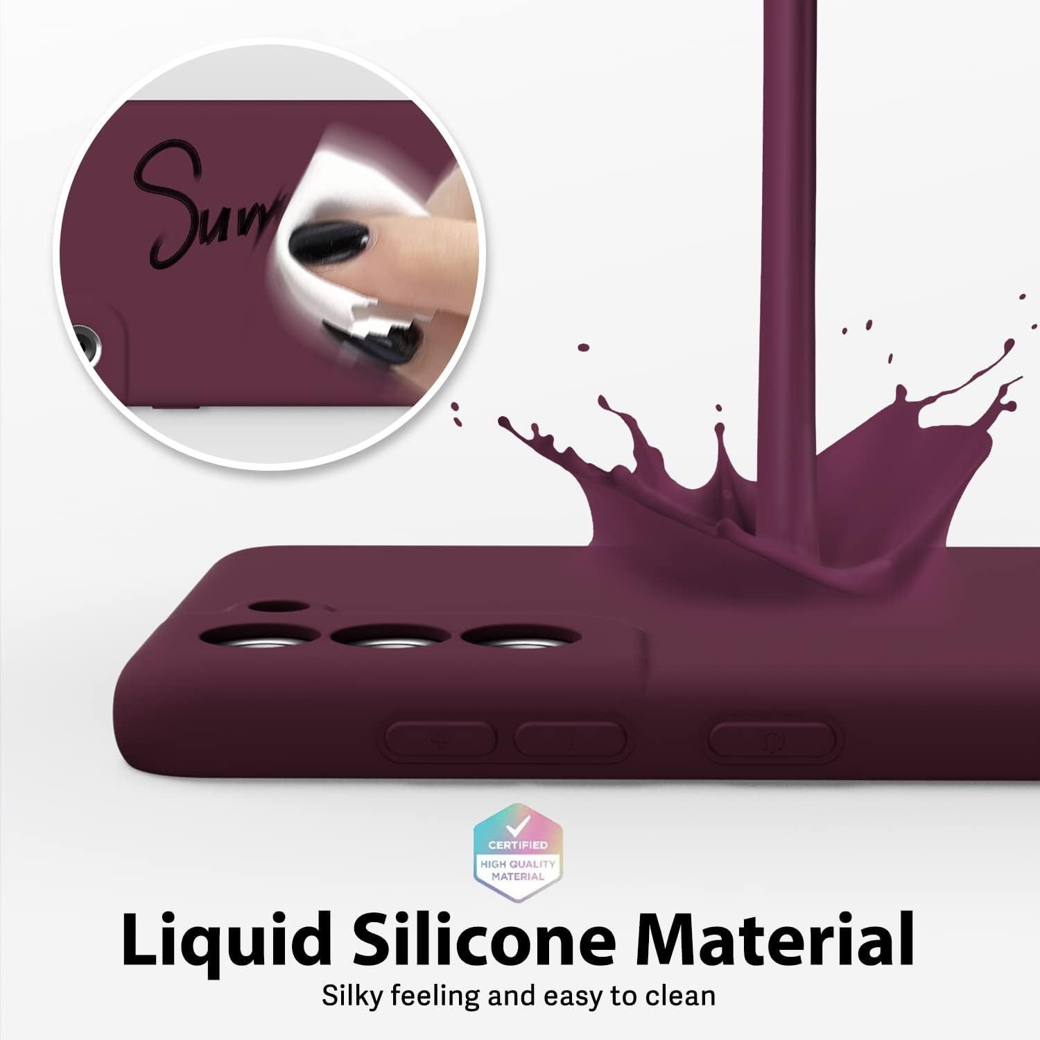 Oakxco Funda para teléfono Samsung Galaxy S21 FE 5G de silicona líquida, bonita funda de gel suave de goma TPU suave para mujeres y niñas, diseño