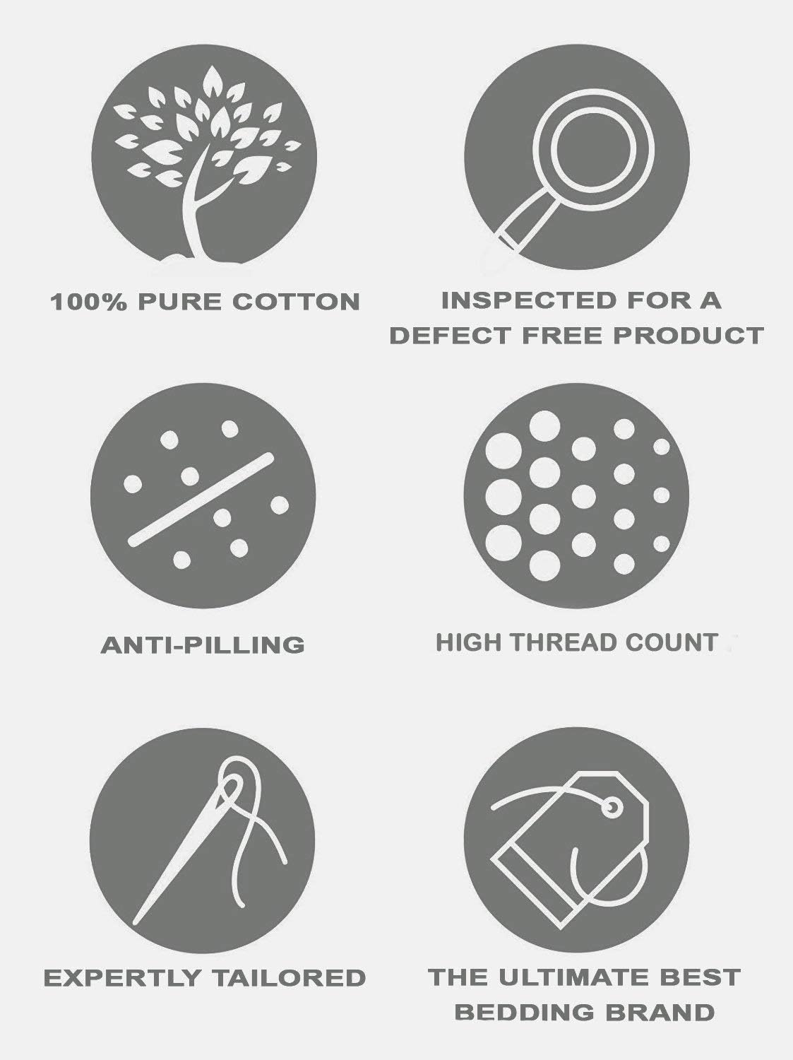 Quality Linen Juego de sábanas de 4 piezas, ropa de cama de lujo de algodón peinado de 400 hilos, lavable a máquina, tamaño matrimonial, ajuste de