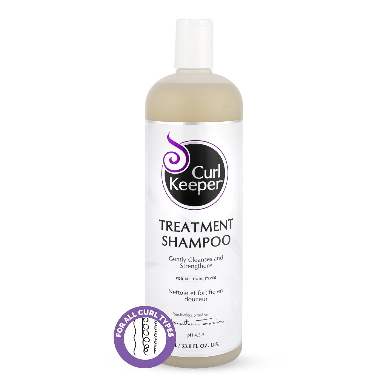 Curl Keeper Champú de tratamiento para cabello rizado, 33.8 onzas líquidas, champú diario para el cabello, limpia y fortalece suavemente todo tipo