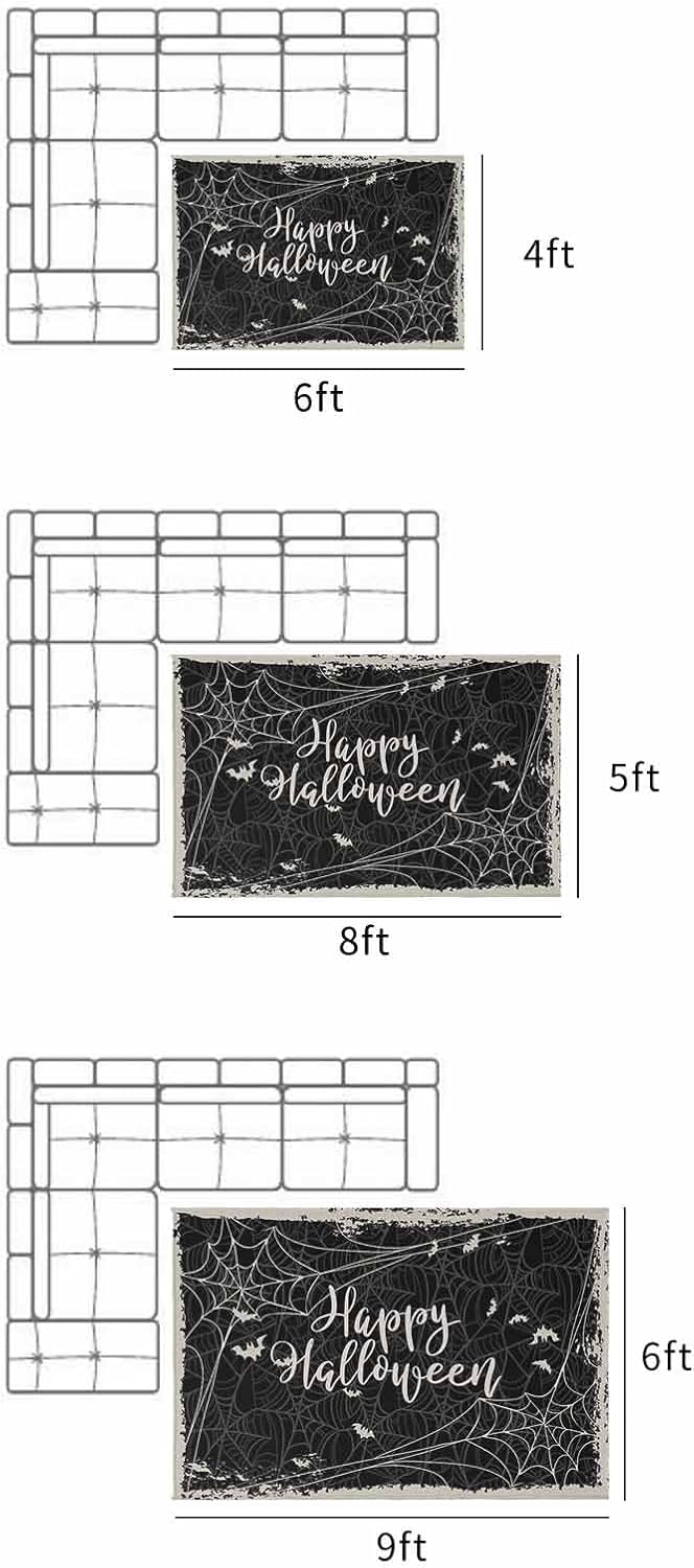 Halloween Outdoor Area Rug 4’x6′,Patio Balcony Porch Front Door Camping Camper Deck Runner Rug,Washable Carpet Indoor Living RoomKitchen,Hallway