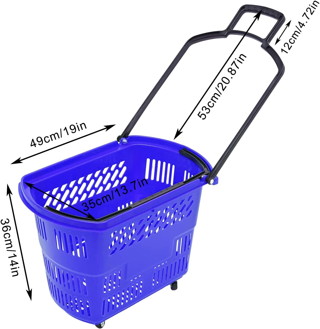 6 carritos de compras, 35 l9.2 galones de plástico con ruedas, cestas de compras con asas, juego de cestas de compras portátiles para tiendas