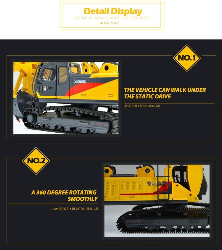Modelo de escala 135 Zinc Machinery XCMG hidráulico diafragma de pared modelo réplica amarillo dos cubos