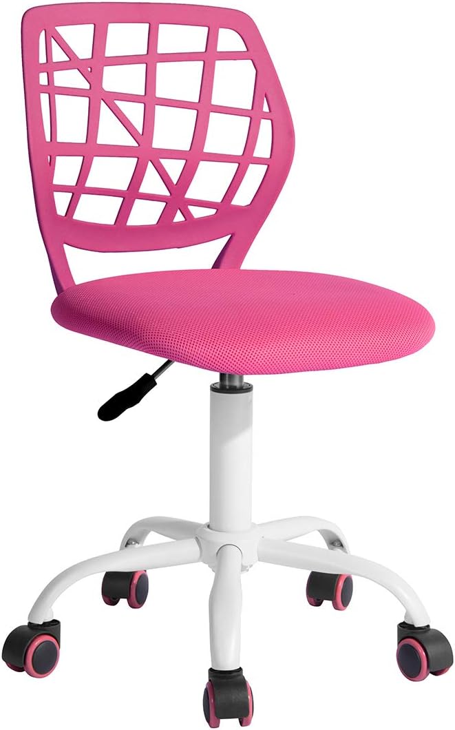 FurnitureR Silla de trabajo para adolescentes, niños y niñas, asiento trasero de tela de malla de polipropileno de baja media, silla de estudio para