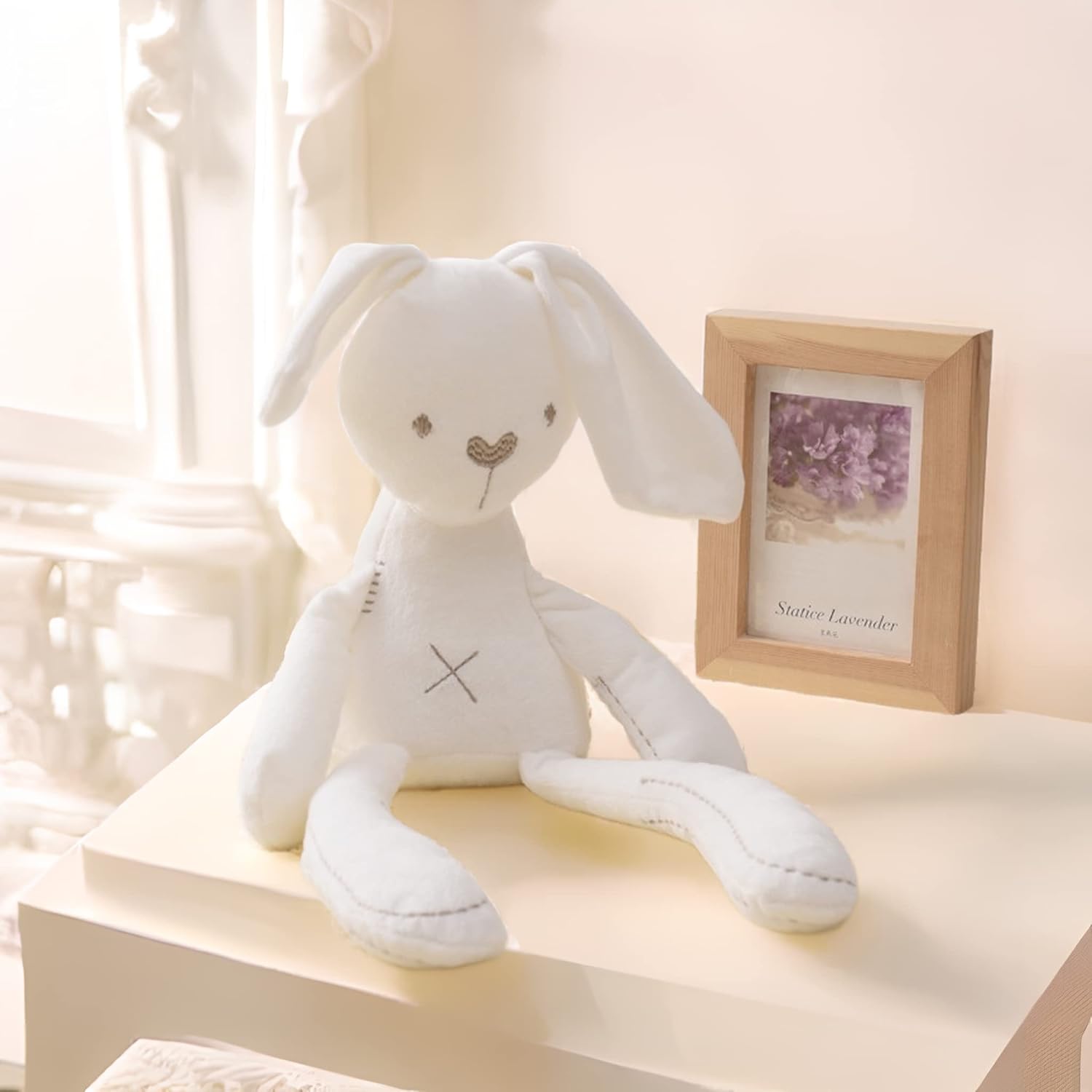 Paquete de 2 juguetes de peluche de conejo, conejito de peluche de Pascua, peluche de conejo para dormir, relleno de algodón suave, regalos de