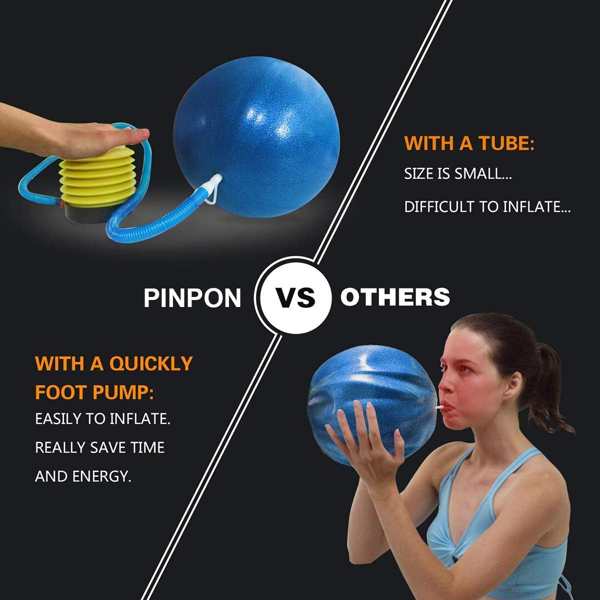 4 mini pelotas de pilates con bomba de aire, 9-10 pulgadas, antideslizantes, antideslizantes, pequeñas pelotas de ejercicio para yoga, fitness,