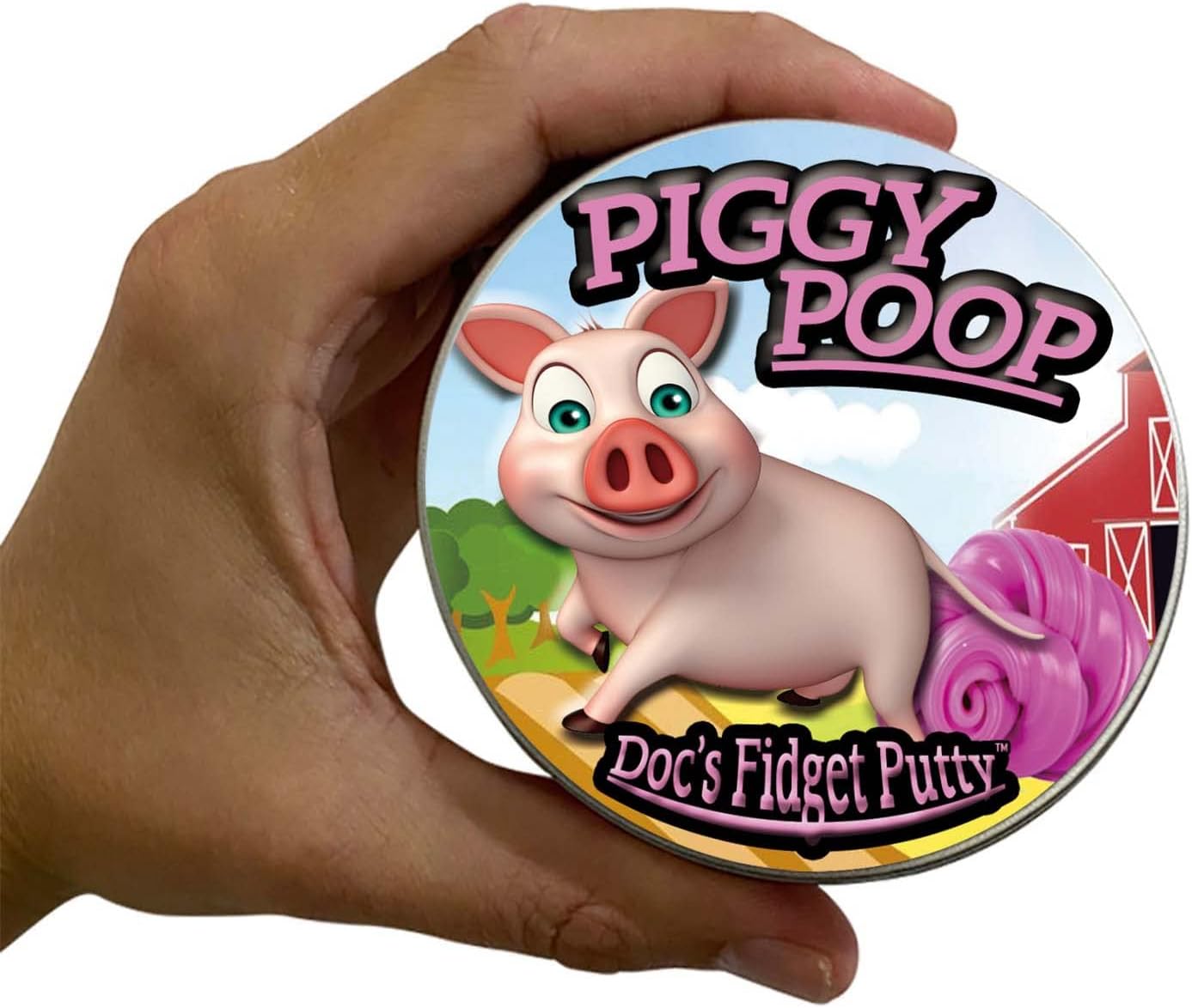 GearsOut Piggy Poop Fidget Masilla para aliviar el estrés, terapia de masa, juguete terapéutico rosa en lata de metal, divertido para oficina,