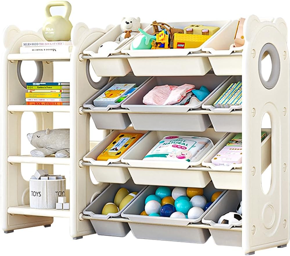 Organizador de almacenamiento de juguetes para niños con 12 contenedores de almacenamiento de juguetes, experimenta una organización de fácil