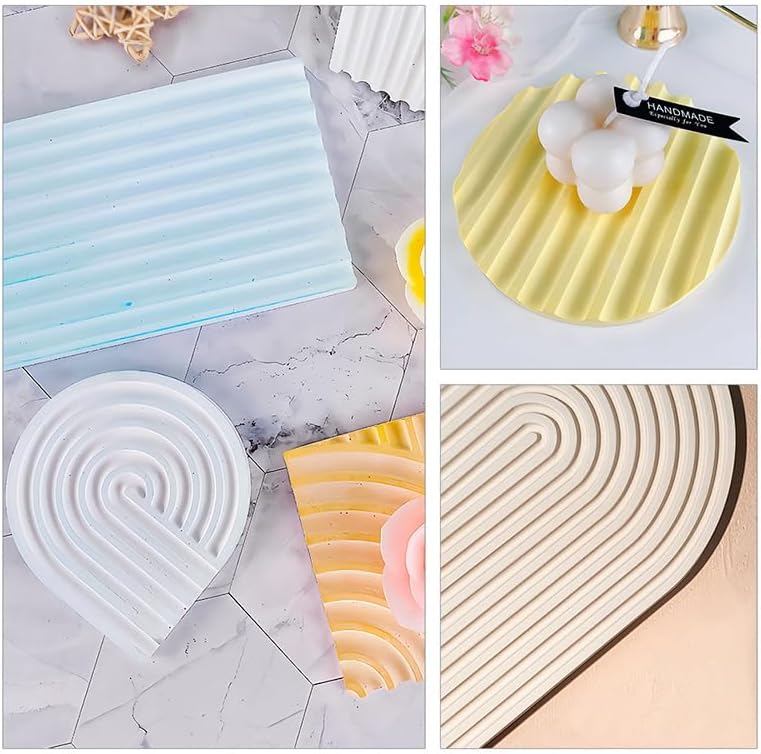 Juego de 3 moldes de resina de silicona, moldes geométricos de silicona, molde de contenedor de resina en forma de arco iris para jabón, velas