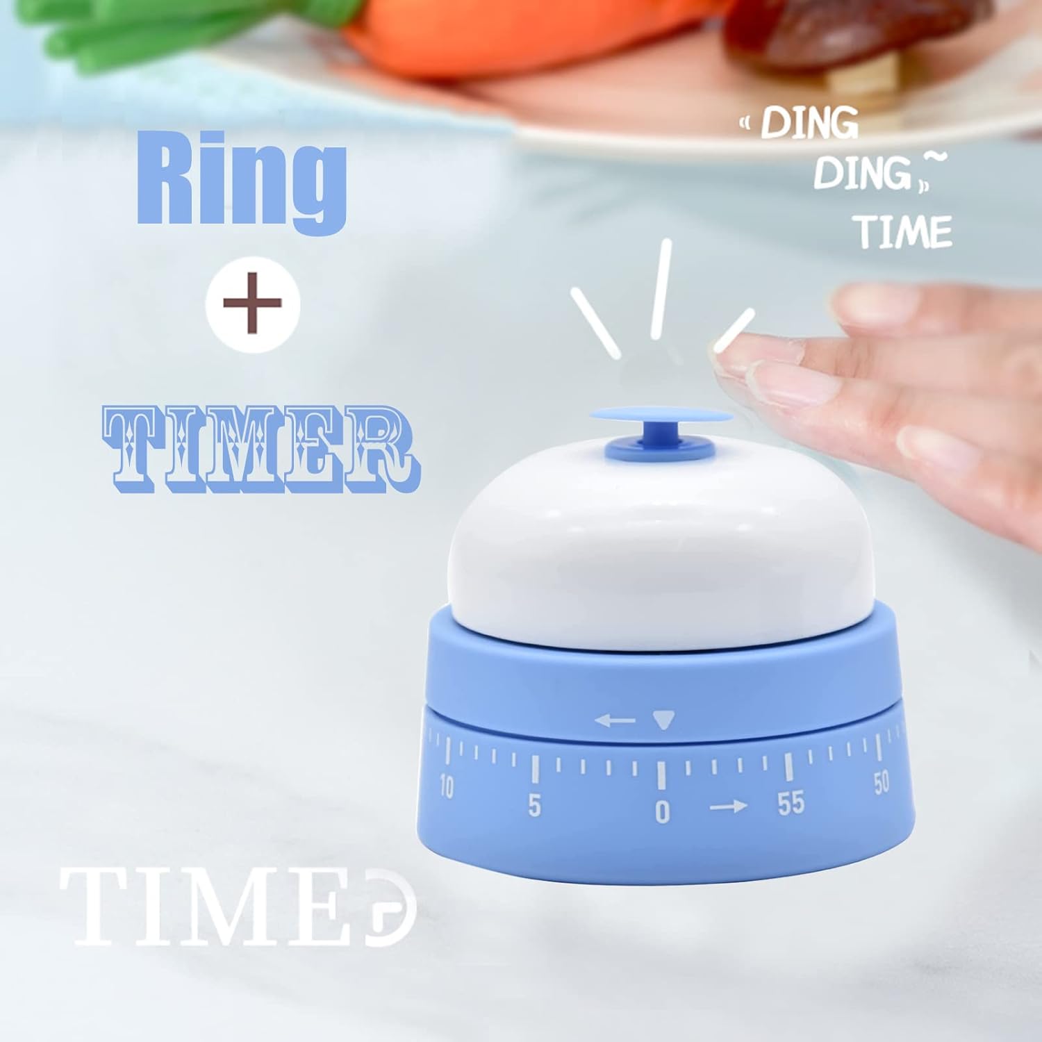 Temporizador mecánico de cocina, bonito temporizador para niños, cuerda manual de 60 minutos, con cuenta regresiva, anillo de alarma fuerte para