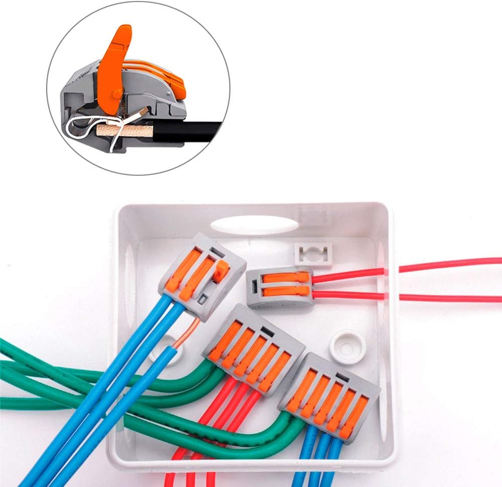 FULARR 16 piezas de tuerca de palanca PCT-215 premium, conectores de cable compacto conductor, conector de cable de empuje de cable de bloque de