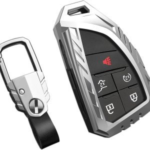 Funda para llavero Cadillac con llavero, carcasa de aleación de zinc para Audi Benz, BMW, Honda, Toyota, Nissan, Chevy, etc, Color plateado Funda para llavero Cadillac con llavero, carcasa de aleación de zinc para Audi Benz, BMW, Honda, Toyota, Nissan, Chevy, etc, Color plateado