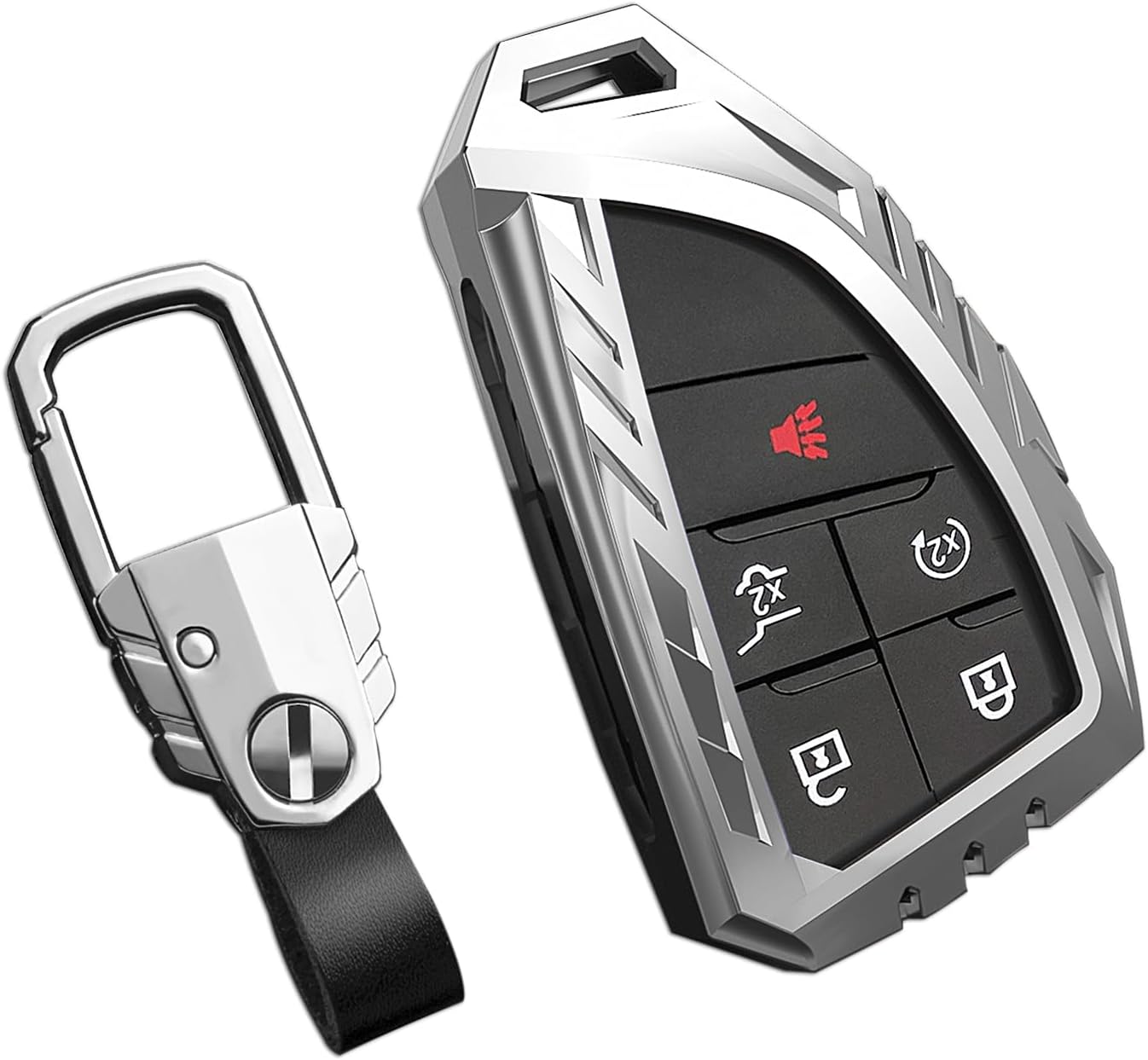 Funda para llavero Cadillac con llavero, carcasa de aleación de zinc para Audi Benz, BMW, Honda, Toyota, Nissan, Chevy, etc, Color plateado