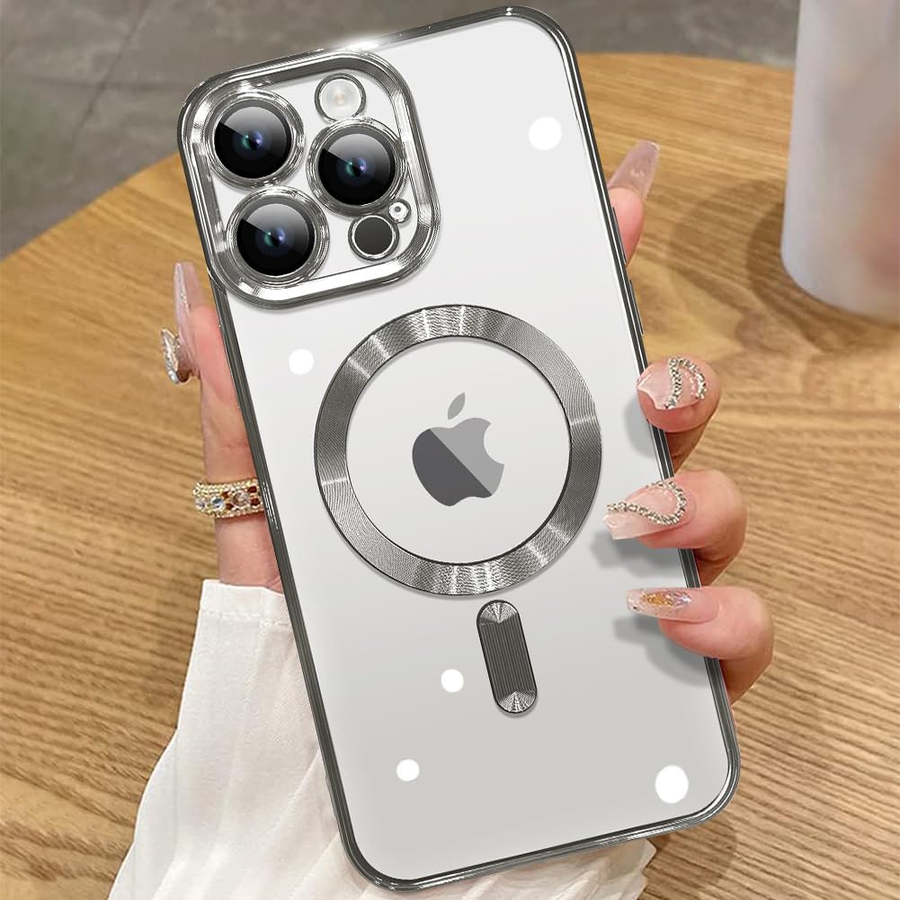 ZIYE Funda magnética para iPhone 15 Pro compatible con MagSafe protección completa de la cámara, cubierta de lujo para mujeres y hombres, funda