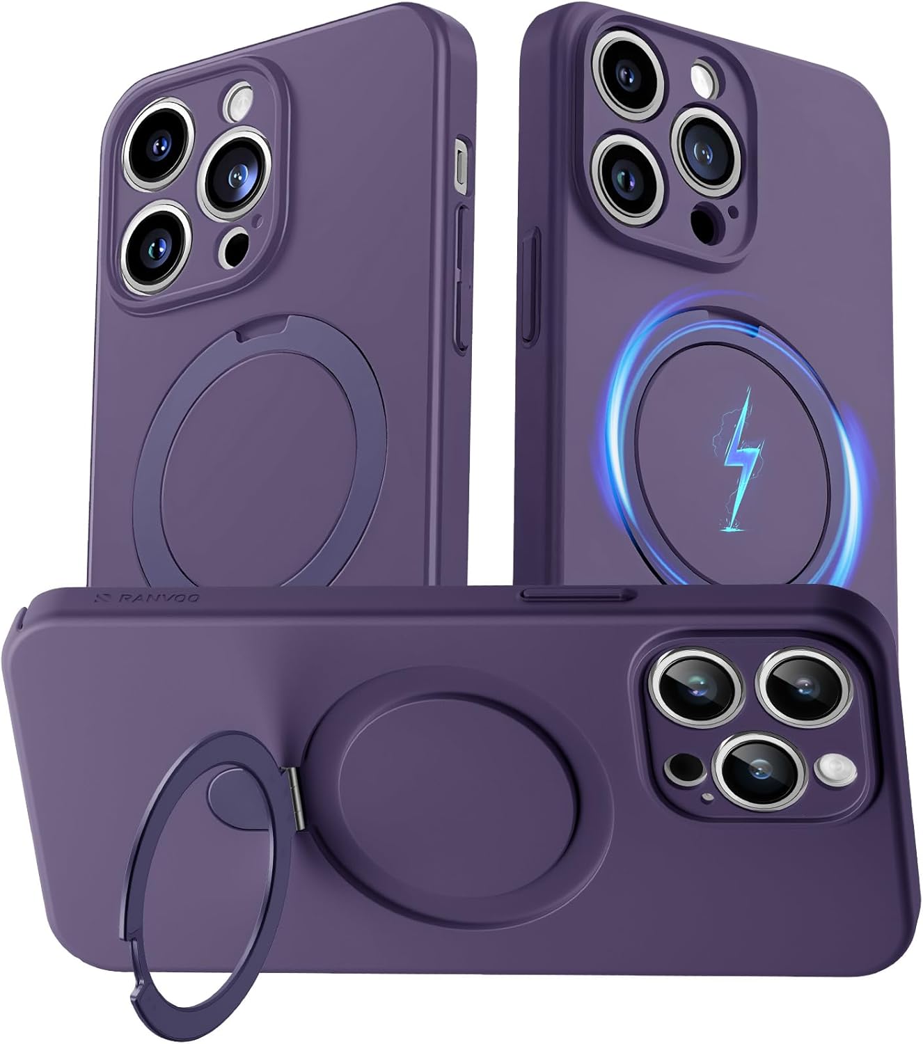 Funda para iPhone 14 Pro Max con soporte magnético invisible protección militar contra caídas compatible con MagSafe antihuellas, interior de espuma
