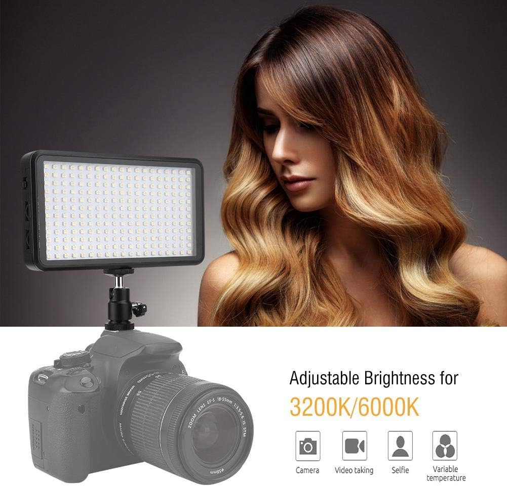 PUSOKEI Luz de video LED, W228 3200K6000K lámpara de panel de luz LED, 228 cuentas LED de fotografía luz de relleno para cámara Nikon para Canon