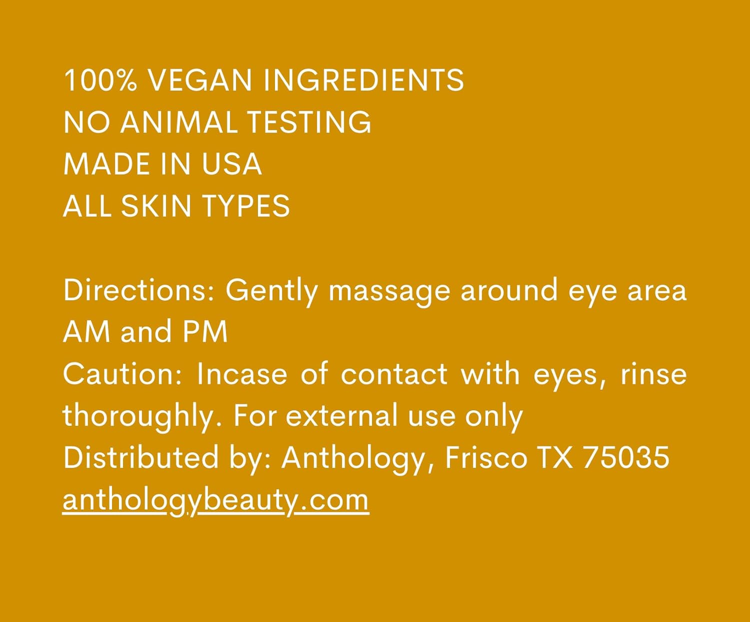 ANTHOLOGY Super Youth Crema de ojos para arrugas y ojeras  Crema antienvejecimiento para debajo de los ojos con péptidos, aloe vera orgánico y