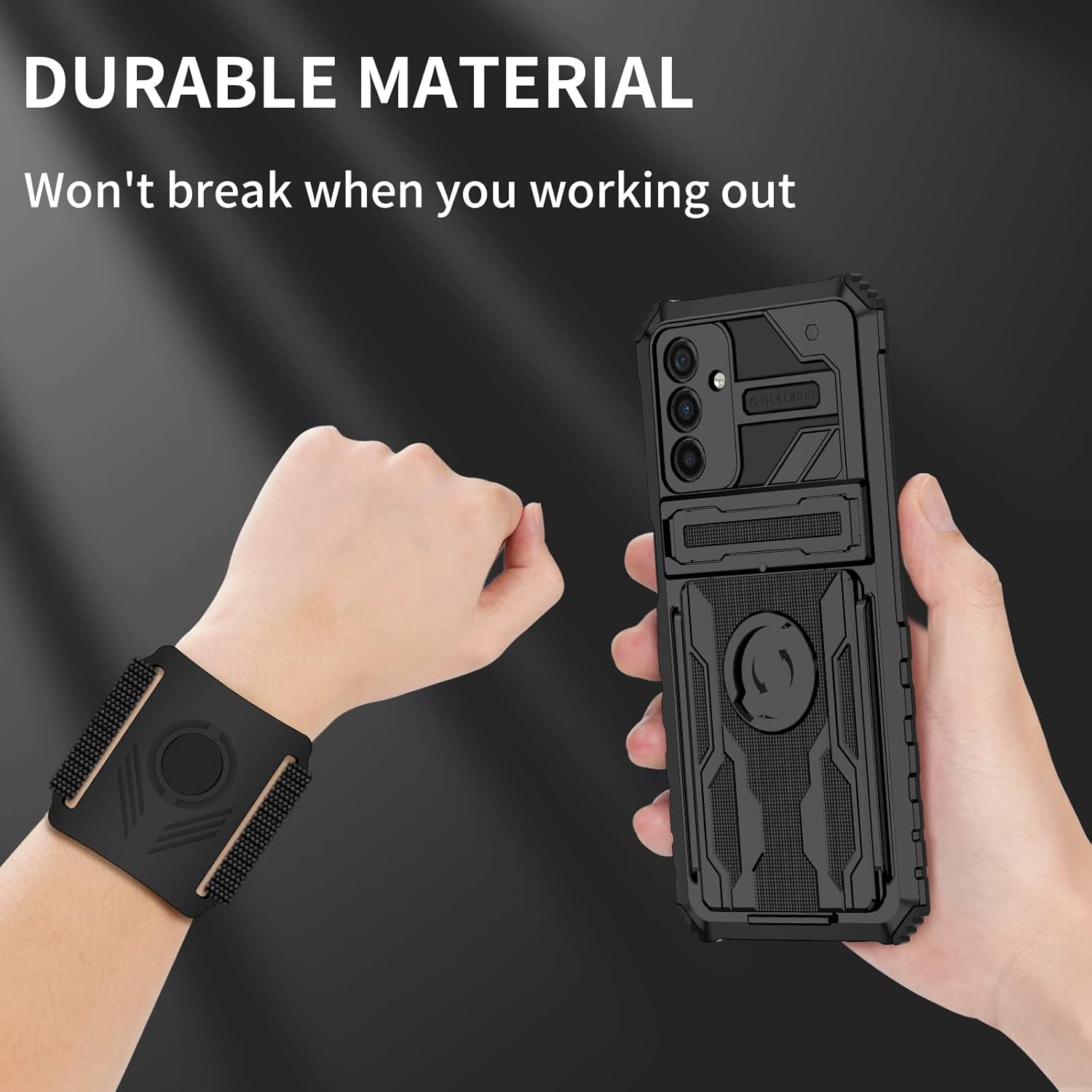 Asuwish Funda de teléfono para Samsung Galaxy A13 5G, funda de 360 , banda de brazo para correr, soporte delgado, agarre híbrido, resistente,