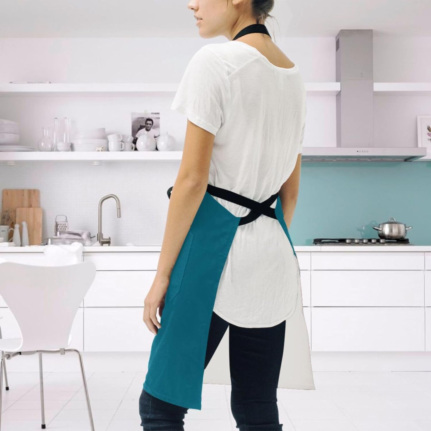 RPLIFE Animals Alphabet Chef Aprons, Waterproof Chef Apron, Aprons with Pockets for Women, Apron Hairstylist
