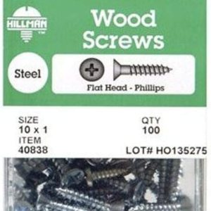 The Hillman Group Hillman GroupThe 40838 – Tornillo Phillips de cabeza plana para madera, 10 x 1, paquete de 100 unidades, sin tamaño, sin color The Hillman Group Hillman GroupThe 40838 – Tornillo Phillips de cabeza plana para madera, 10 x 1, paquete de 100 unidades, sin tamaño, sin color