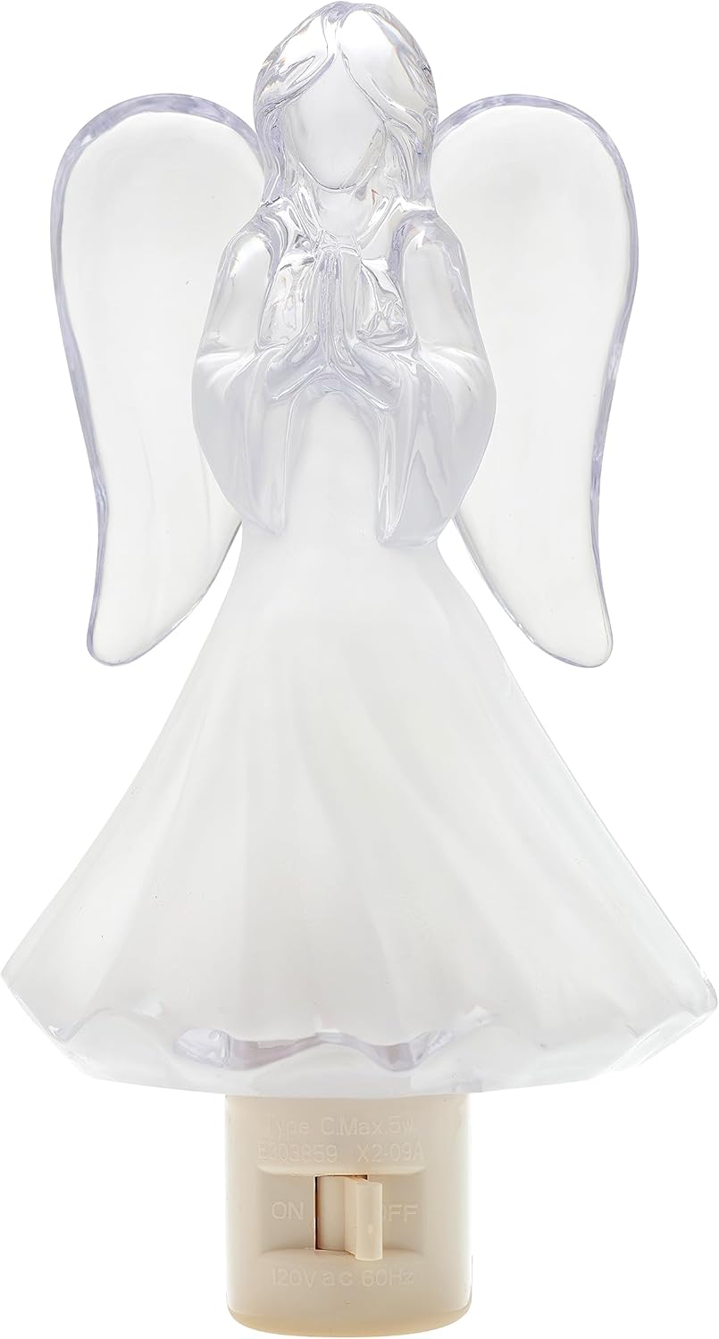 Creative Hobbies Luz nocturna Heavenly Glow Angel – Incluye 5 W C7 y enchufe giratorio con interruptor de encendidoapagado