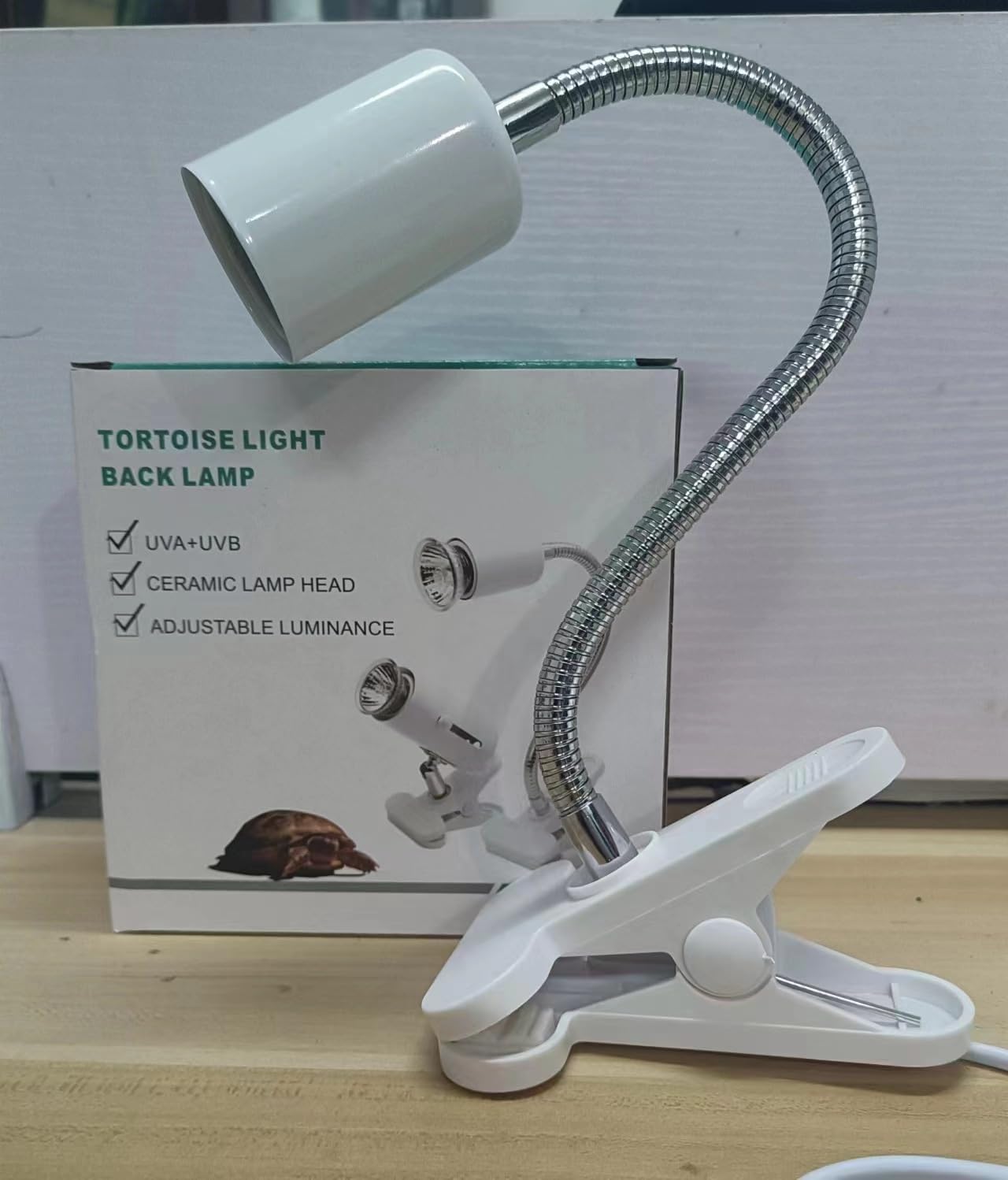 Lámpara de calor para reptiles, sin bombilla, lámpara de calefacción con abrazadera, luz de reptil UVA UVB con manguera giratoria de 360, para