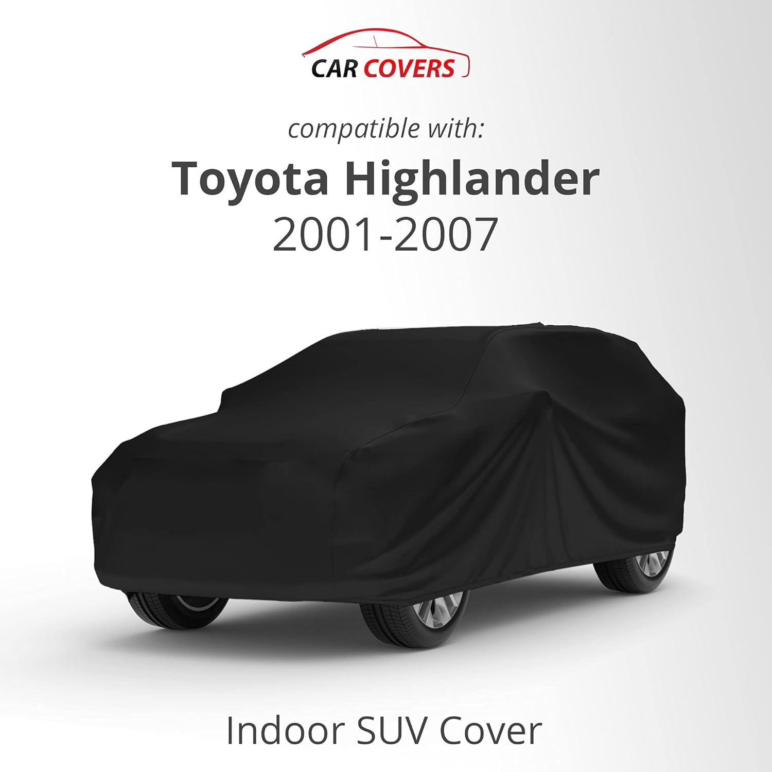 CarCovers Funda para SUV para interiores compatible con Toyota Highlander 2001-2007, material de satén negro ultra suave para interiores que