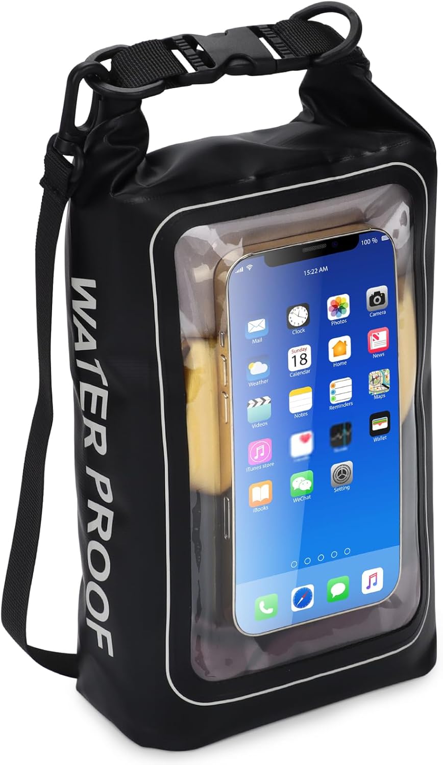 Bolsa seca impermeable IP68, 2L  Bolsa impermeable enrollable para piscina, bolsas secas para kayak resistente al agua con bolsa para teléfono,