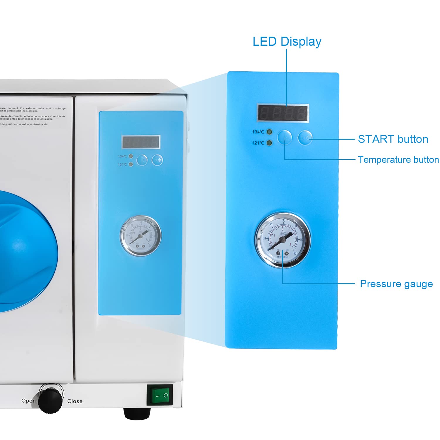 Clase N 18L Esterilizador de vapor semiautomático portátil Esterilizador de autoclave de mesa Esterilizador Digital Pantalla Autoclave Vapor