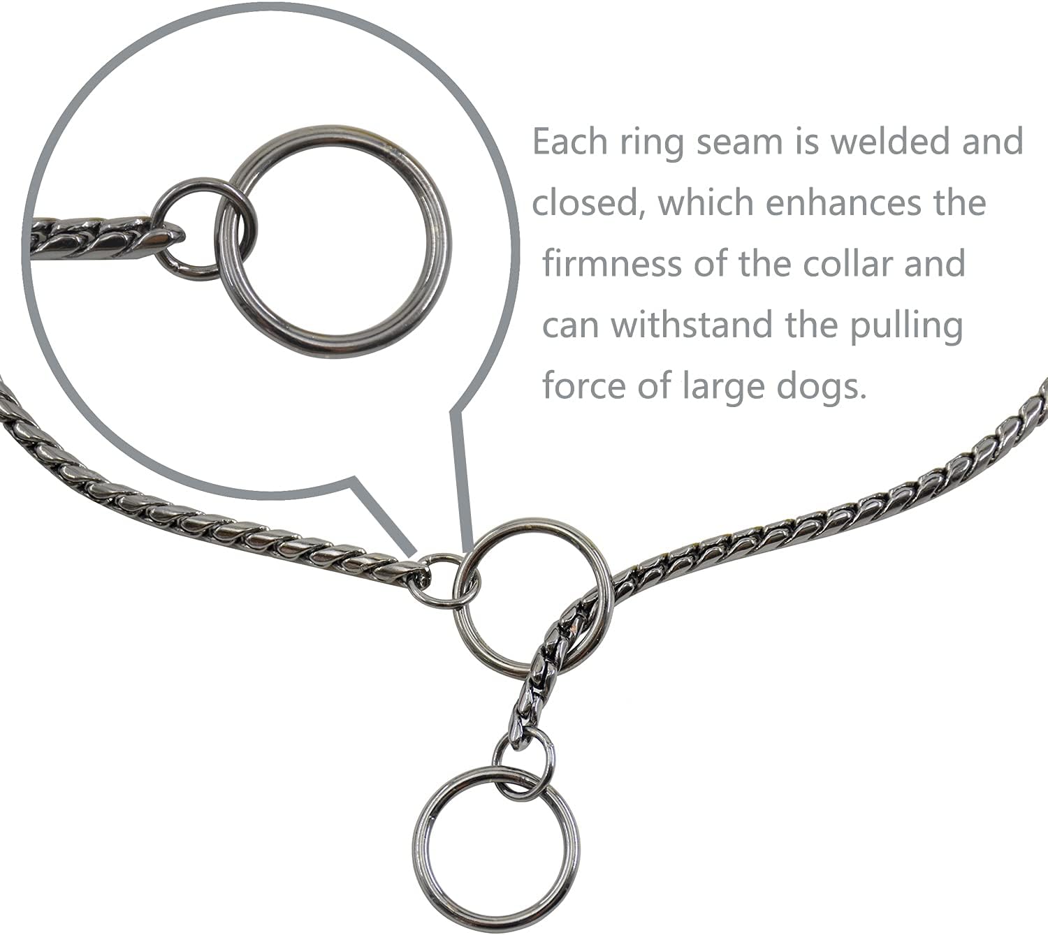 Ximipet Collar de estrangulador para perro resistente con cadena en P, collar de serpiente, antioxidante, collares de entrenamiento para perros