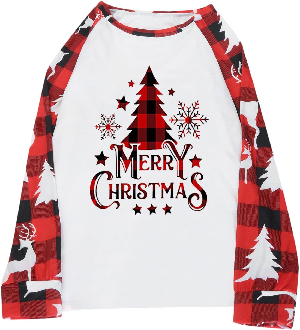 luwita Pijamas de Navidad para la familia, conjunto a juego de camisetas de manga larga y pantalones, camisones navideños con Feliz Navidad