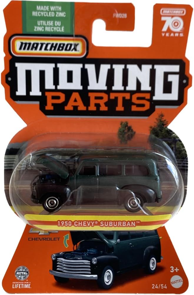 Vehículo fundido a presión de piezas móviles de Matchbox coleccionable – Chevy Suburban 1950  HLG09  Verde oscuro  Fabricado con zinc reciclado