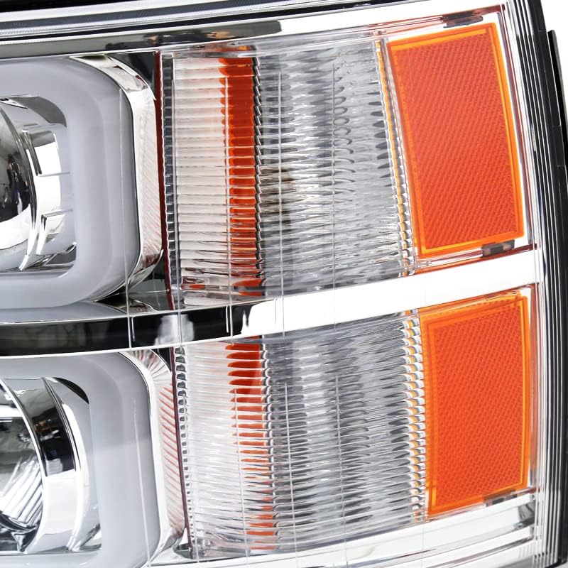 Spec-D Tuning Faros delanteros de proyector de barra de luz LED compatibles con Chevy Silverado 1500 2500 HD 3500 HD 2007-2013, conjunto de faros