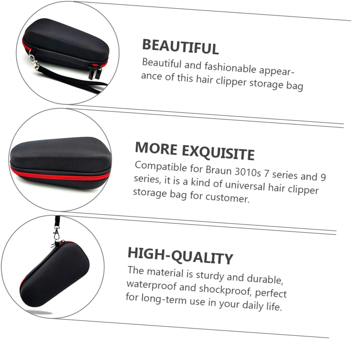 Beavorty 3 unids Bolsa de almacenamiento Estuche rígido Maleta Maquina Para Afeitar Hombre Hombre Pelo Trimmer Hard Shell Estuche de transporte