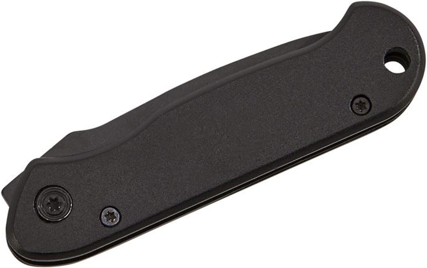 Creative Gifts International Cuchillo de bolsillo con bloqueo negro mate, hoja de acero inoxidable, mango de aluminio, 3.5 pulgadas de largo