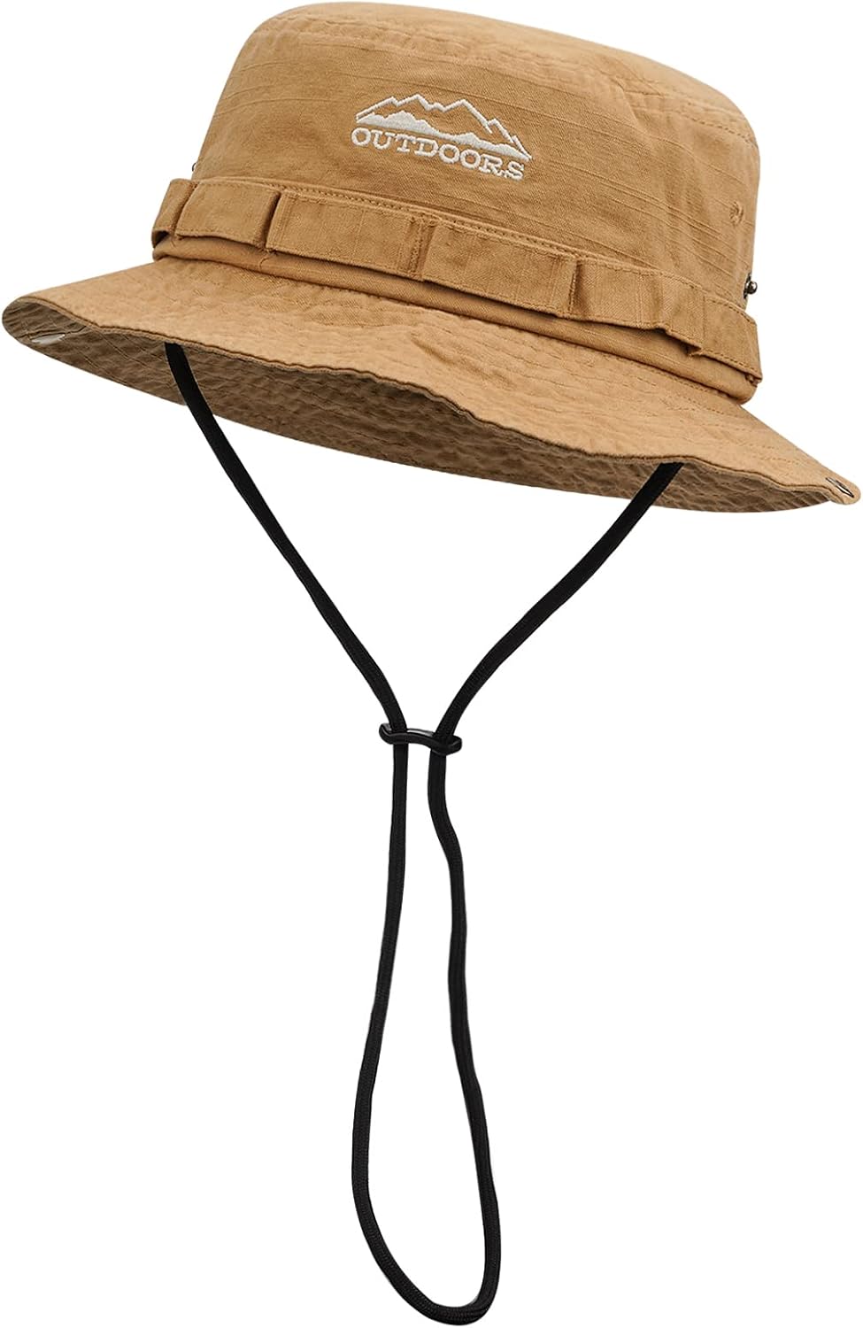 CLAPE Sombrero de pesca Boonie lavado sombreros de sol gorra de cubo con cuerda protección solar al aire libre gorra de camping sombrero de jungla