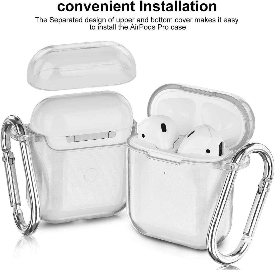 KOREDA Funda protectora completa suave y transparente a prueba de golpes con llavero para Apple AirPod de 2 y 1 generación (transparente)
