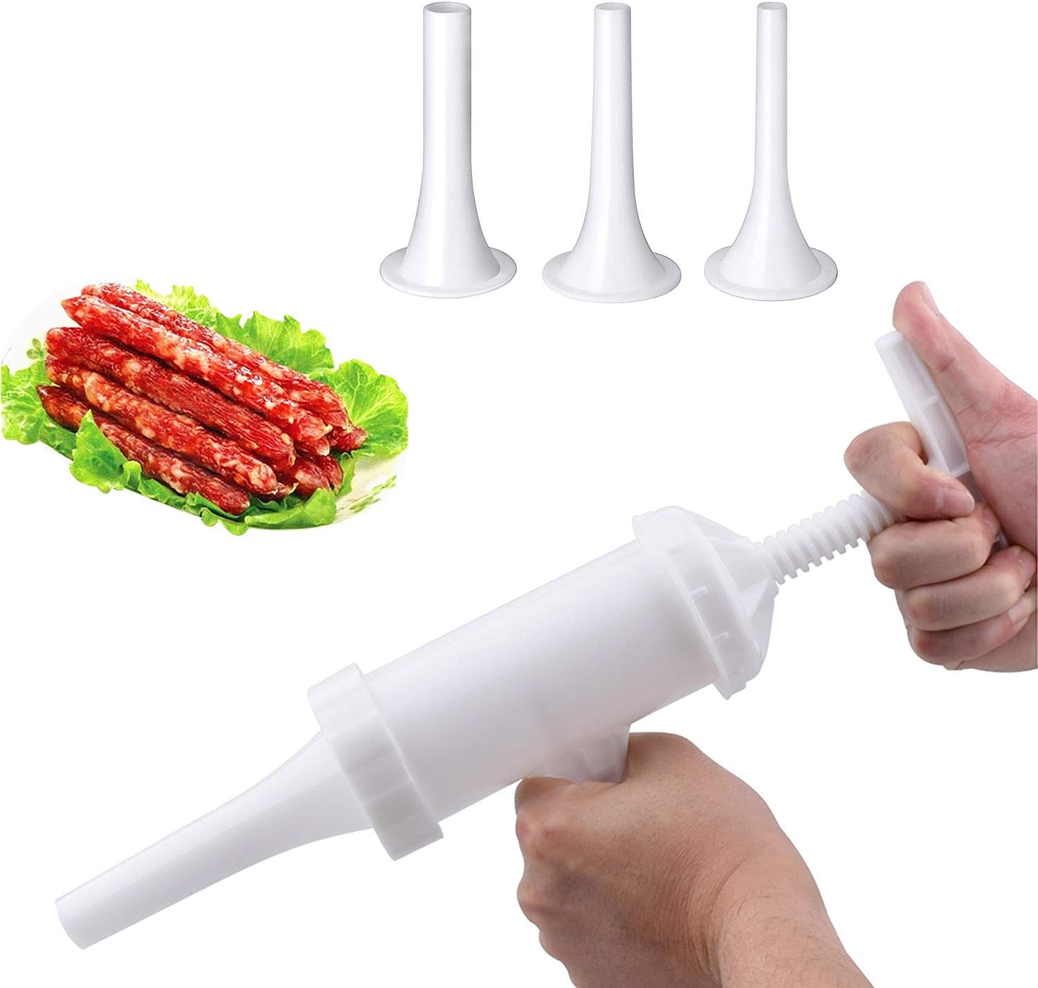 Fabricante de salchichas manual de calidad alimentaria Llenador de embutido de carne Máquina de salami manual para uso comercial y doméstico