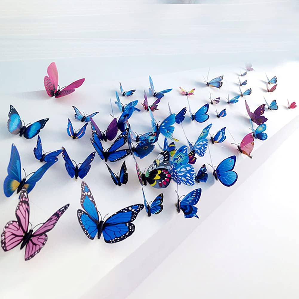 24 calcomanías de mariposa 3D para decoración de pared, mariposas extraíbles, calcomanías de pared para niñas, niños, dormitorio y habitación, mural