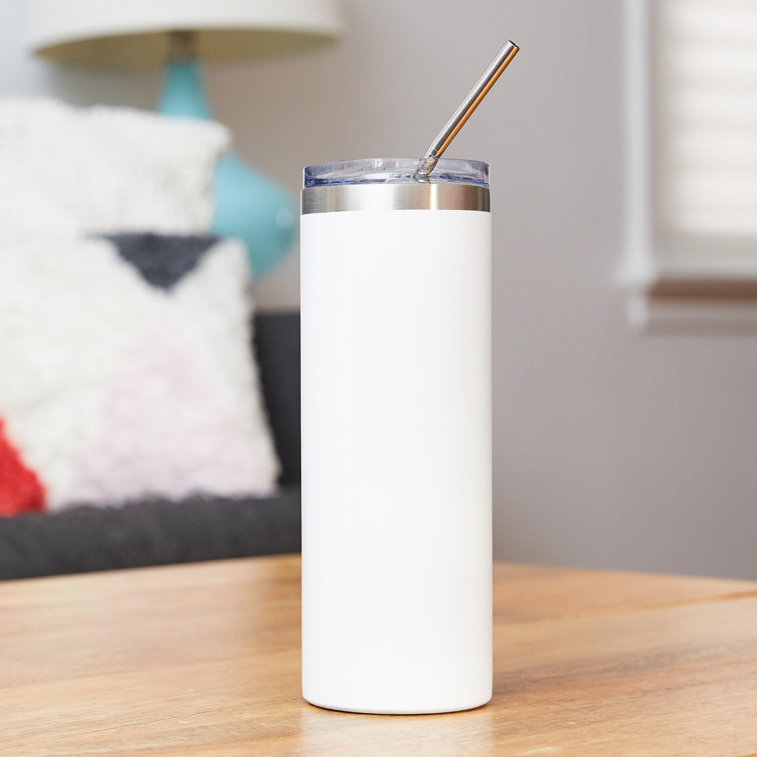 GAM – Vaso personalizado con grabado láser, vaso de café de 20 onzas, vaso delgado de acero inoxidable con tapa y pajilla, vaso aislado para botella