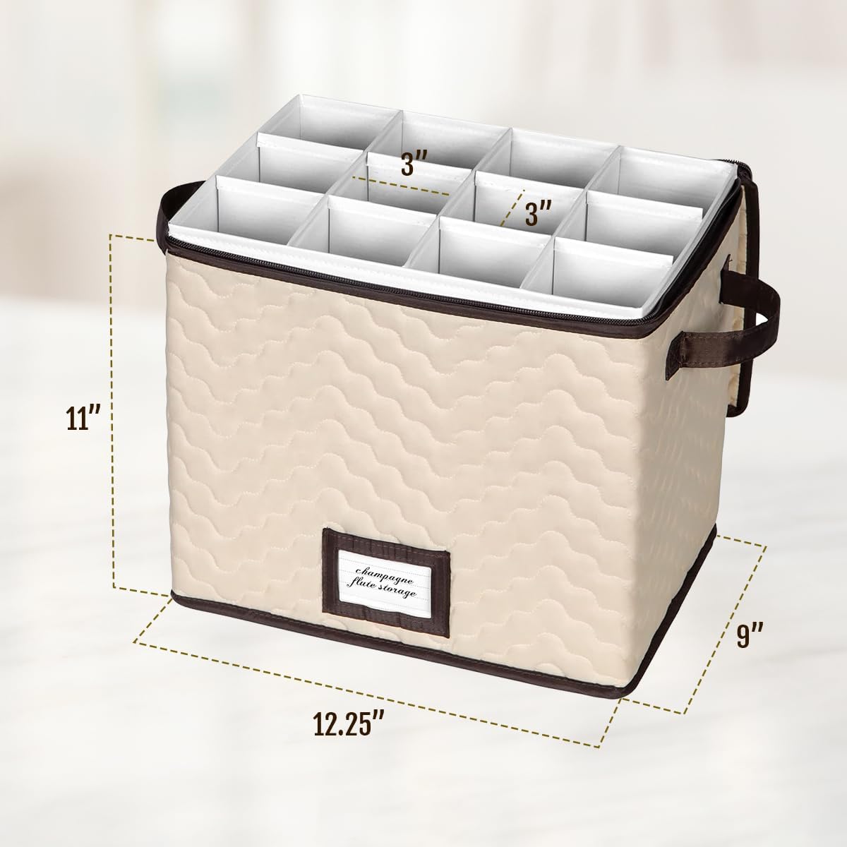 Hold N Storage – Juego de 2 vasos de vino con divisores, cada uno tiene capacidad para 12 copas de champán de hasta 11 pulgadas de alto, estuche de
