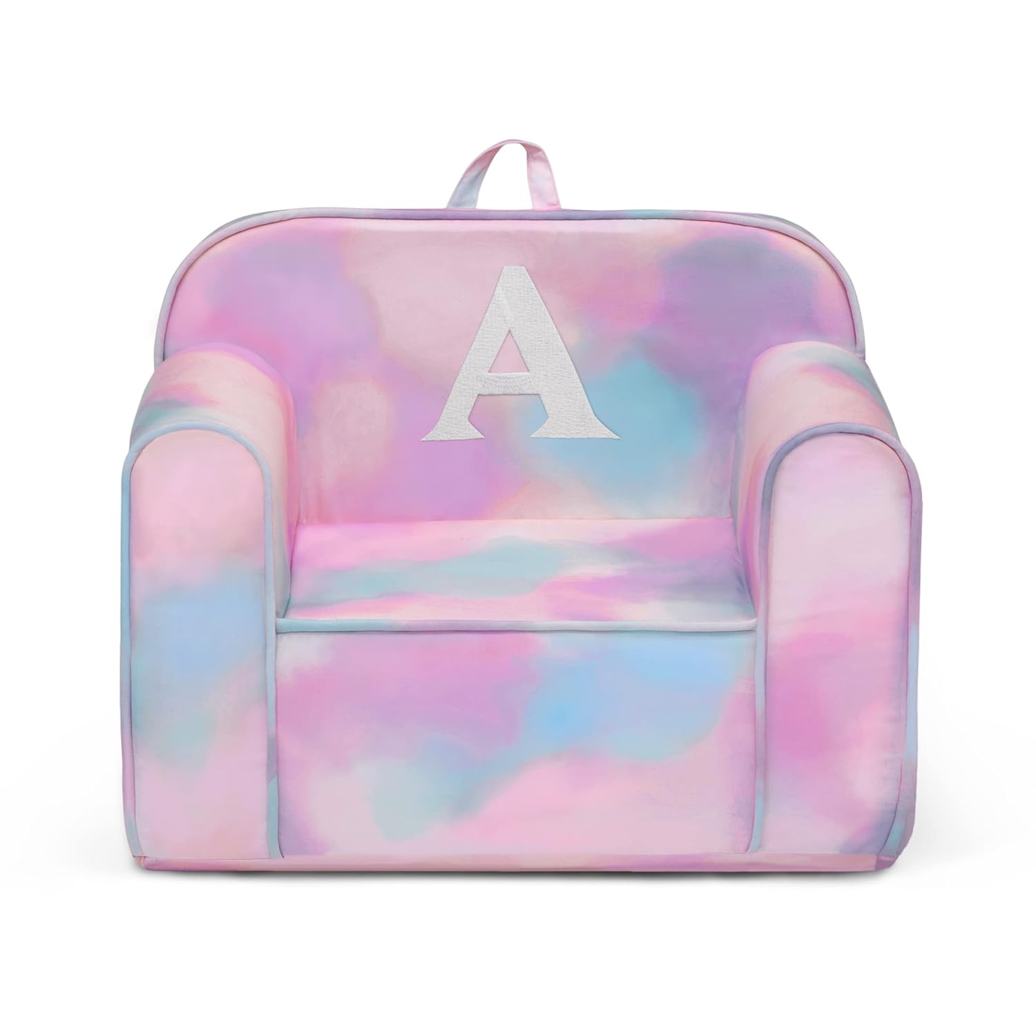 Delta Children Silla Cozee personalizada con monograma, personalizable con la letra A, silla de espuma para niños de 18 meses en adelante, teñido