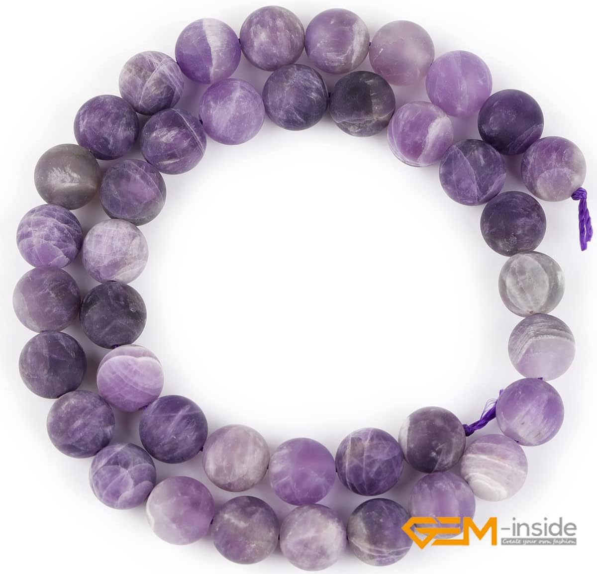 GEM-Inside – Cuentas de piedra preciosa amatista mate esmerilado redondo natural de 0.394 pulgadas (0.394 in), piedra energética de cristal para