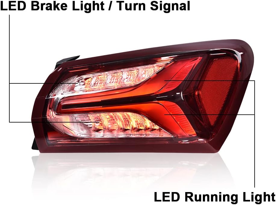G-PLUS Lámpara de luz trasera LED compatible con Chevy Malibu 2019 2020 2021 2022 exterior derecha derecha lateral del pasajero, luces traseras,