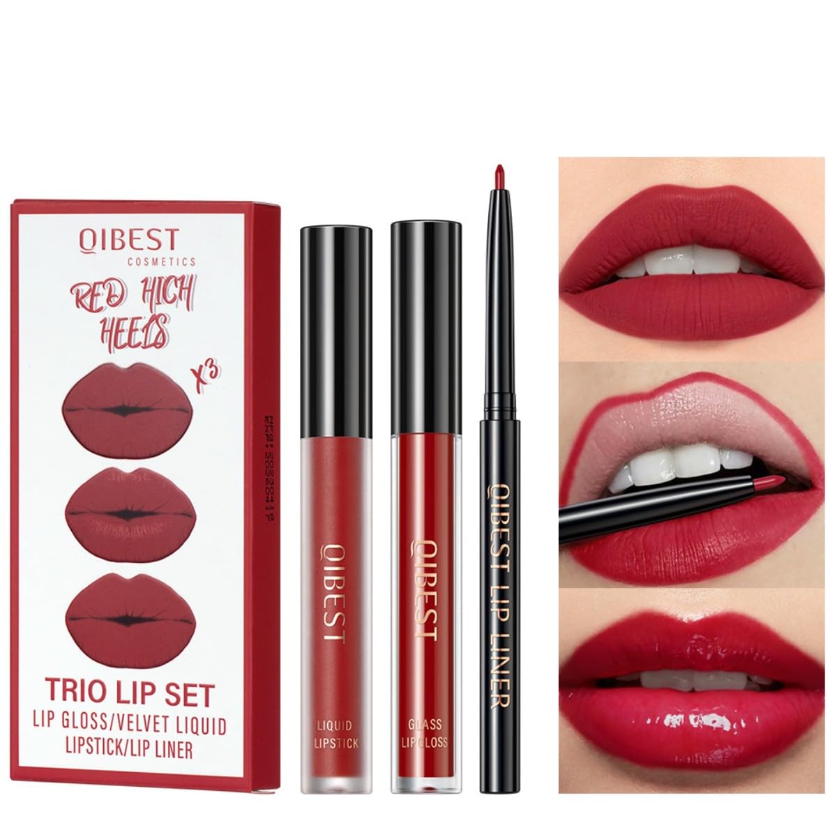 Juego de lápices labiales mate de terciopelo líquido lápiz labial hidratante brillo labial cremoso delineador de labios rojo