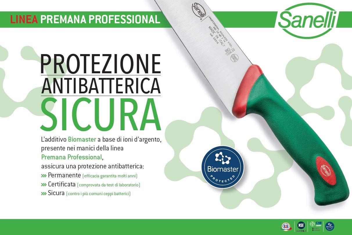 Sanelli Premana – Cuchillo profesional para tallar, 8.7 pulgadas, plataverde