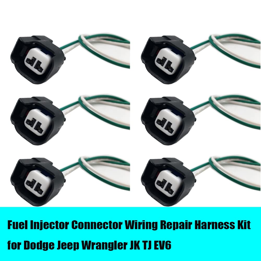 Huayicarbpart – 6 piezas compatibles con Dodge Jeep Wrangler JK TJ inyector de combustible alternador conector ABS cableado reparación arnés enchufe