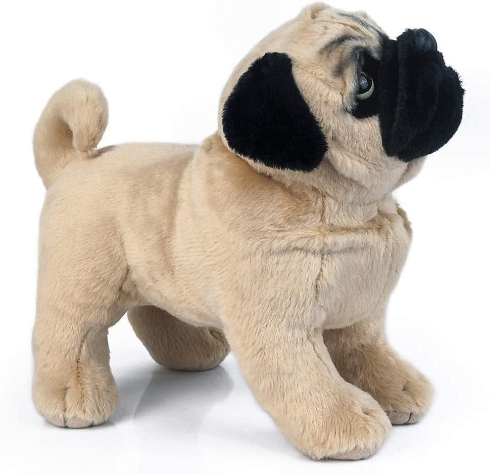 RoseAuroma – Muñeco de peluche de perro carlino marrón de 12 pulgadas, juguete de peluche para perro