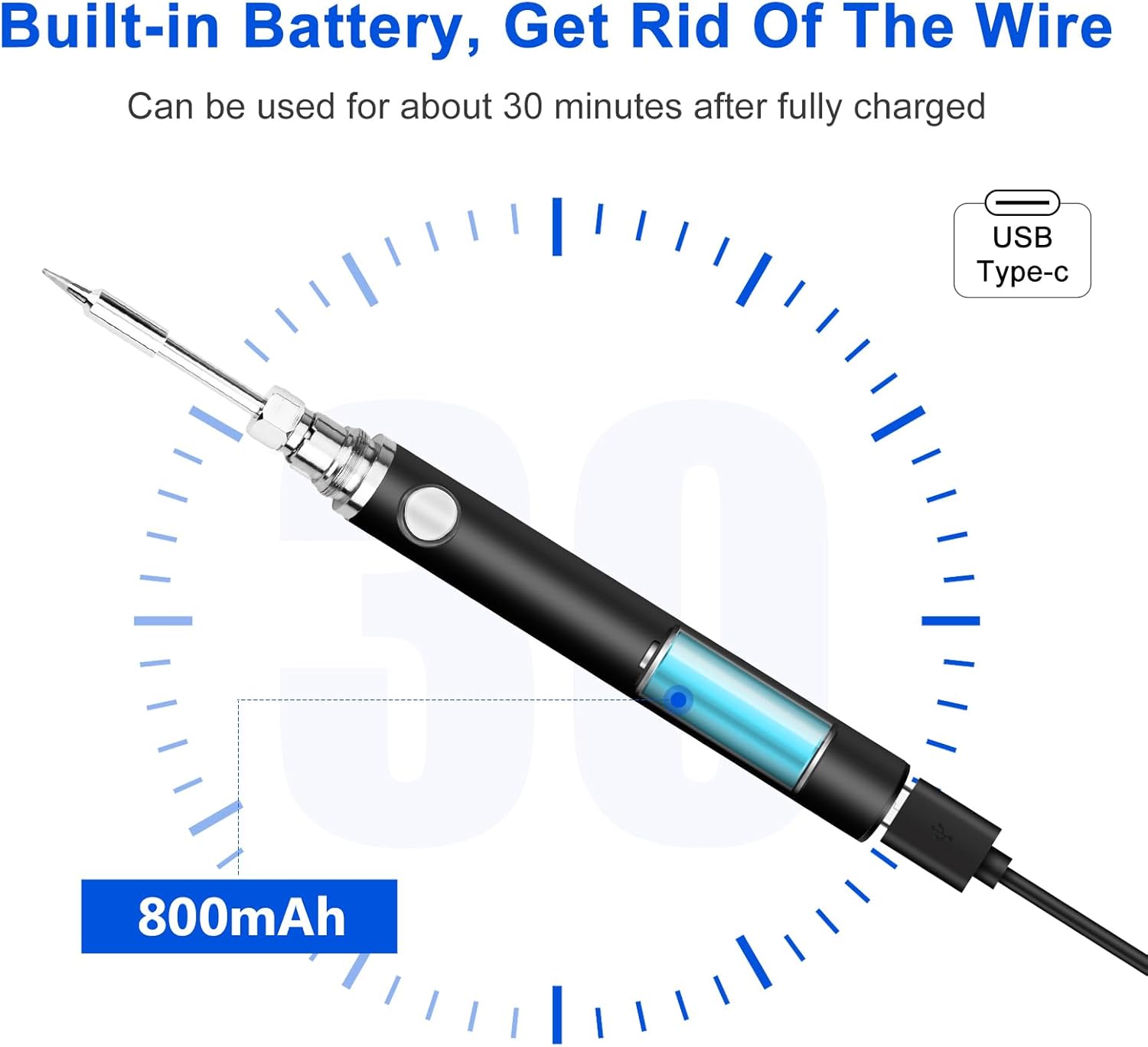 Kit de soldador inalámbrico, soldador inalámbrico portátil recargable por USB, kit de herramientas de 3 ajustes de temperatura para reparación de